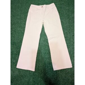 St. John Sport Wide Leg Jeans High Waist Ivory Denim Pants Size 10 (Stain)